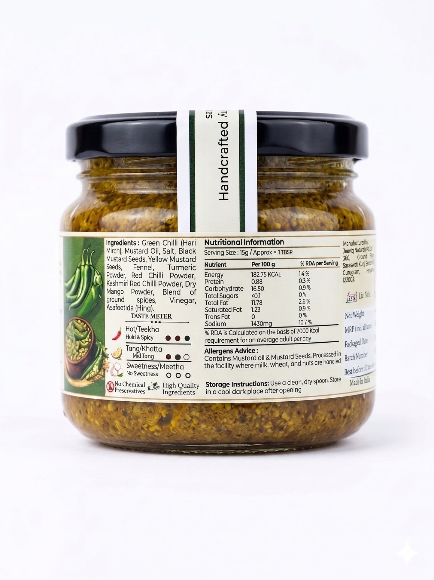 Grandma's Secret Jar Stuffed Green Chilli Pickle (300 g) | Bharvaan Hari Mirch Achaar | Small Batch | Mustard Oil | No Chemical Preservatives | Traditional Rajasthani Recipe