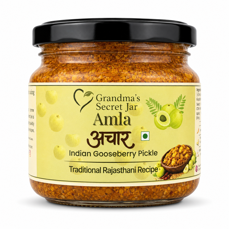 Grandma's Secret Jar Amla pickle (300 g) | Amla Achaar | Gooseberry Pickle | Small Batch | Mustard Oil | No Chemical Preservatives | Traditional Rajasthani Recipe