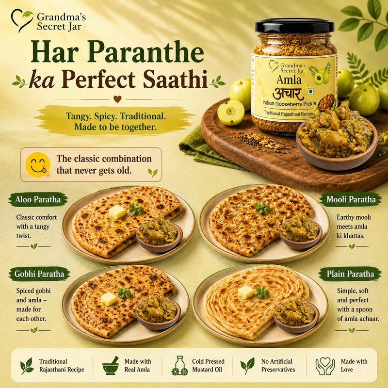 Grandma's Secret Jar Amla pickle (300 g) | Amla Achaar | Gooseberry Pickle | Small Batch | Mustard Oil | No Chemical Preservatives | Traditional Rajasthani Recipe