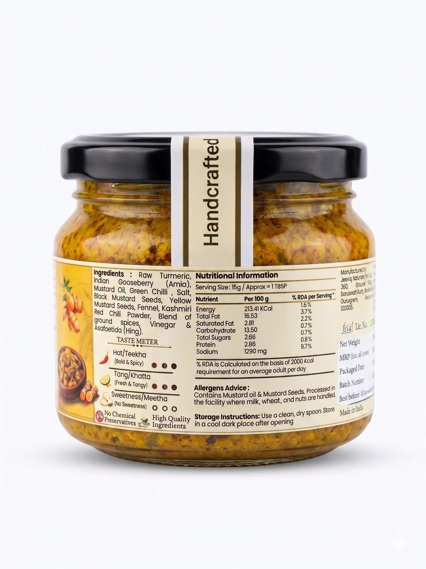 Grandma's Secret Jar Raw Turmeric and Amla pickle | Kachchi Haldi Amla Achaar | Small Batch | Mustard Oil | No Chemical Preservatives | Grandma's Signature Recipe | 300 g