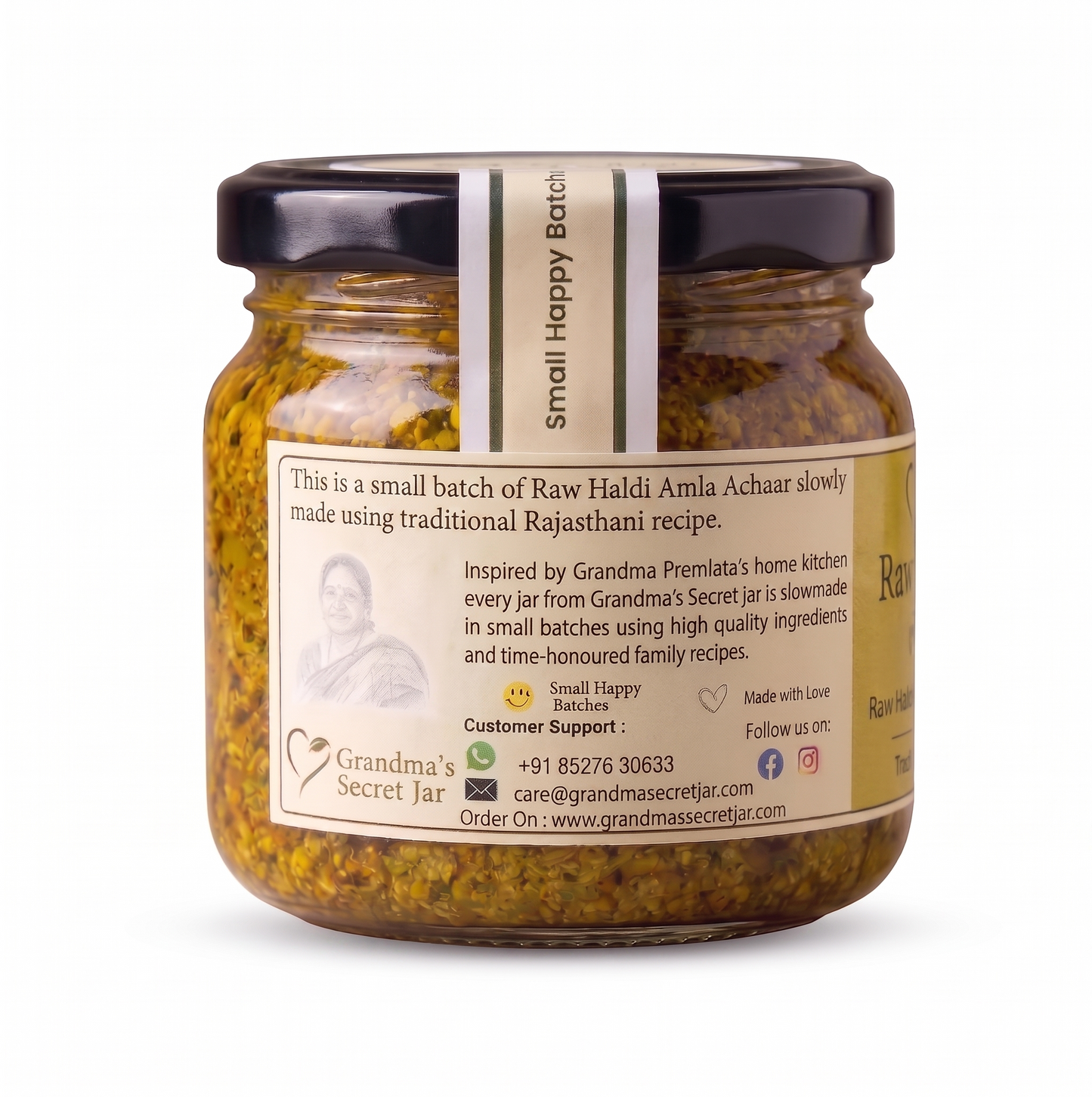 Grandma's Secret Jar Raw Turmeric and Amla pickle | Kachchi Haldi Amla Achaar | Small Batch | Mustard Oil | No Chemical Preservatives | Grandma's Signature Recipe | 300 g