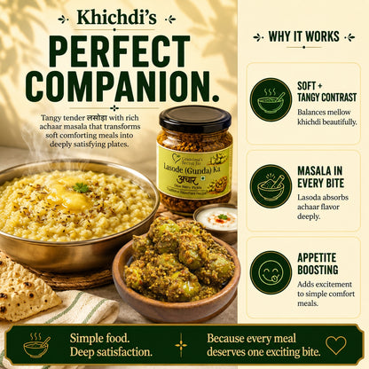 Grandma's Secret Jar Lasoda Gunda Pickle (300 g) | Lasode Ka Achaar | Gunda Achaar | Small Batch | Mustard Oil | No Chemical Preservatives | Traditional Rajasthani Recipe | 300g