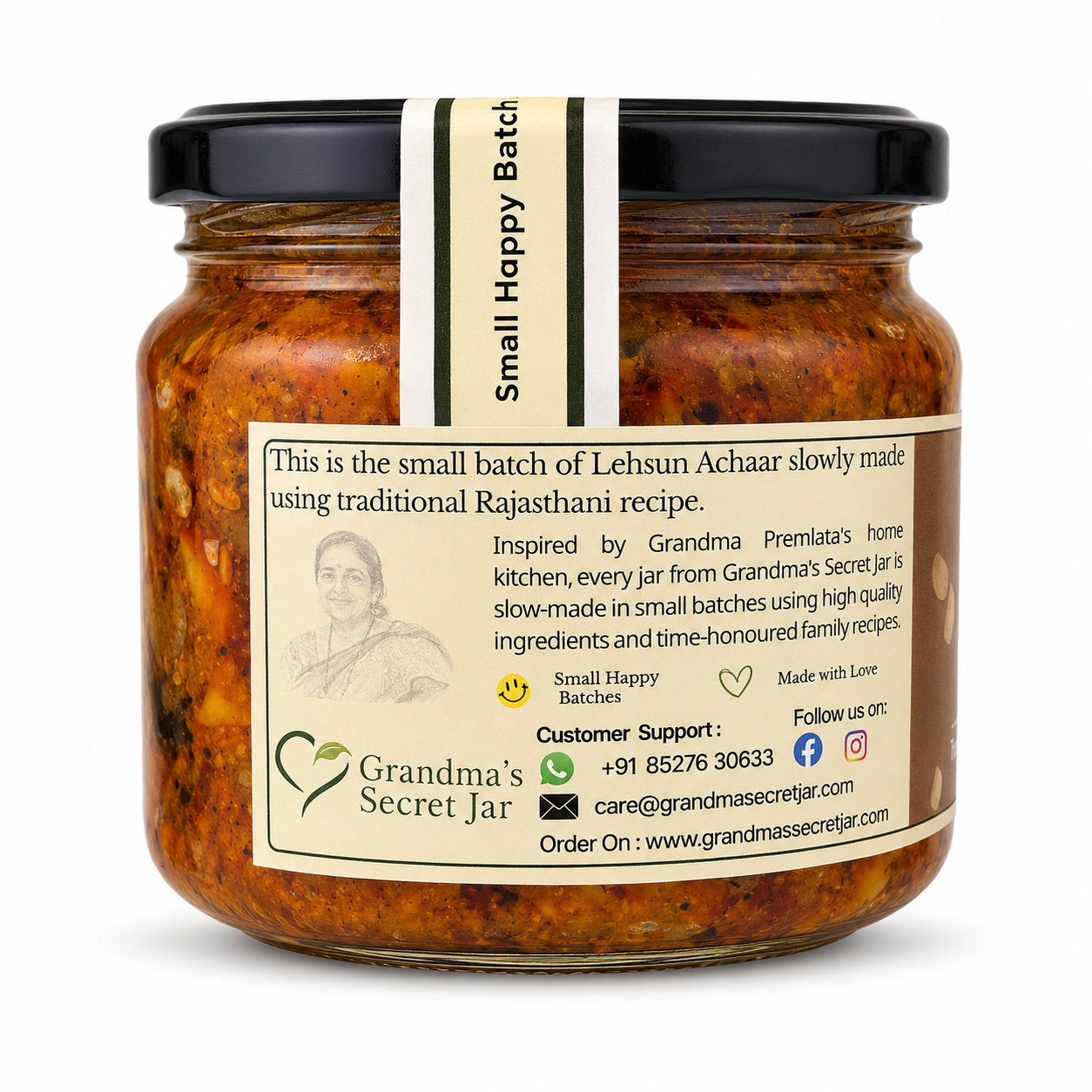 Grandma's Secret Jar Garlic Pickle (300 g) | Lehsun Ka Achaar | Small Batch | Mustard Oil | No Chemical Preservatives | Traditional Rajasthani Recipe