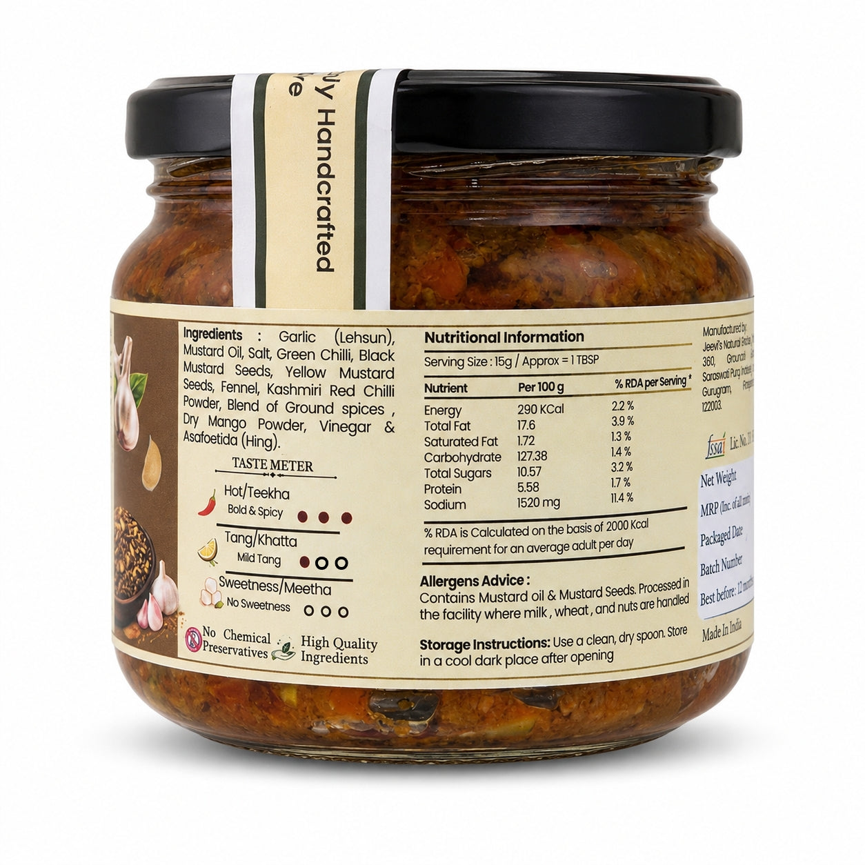 Grandma's Secret Jar Garlic Pickle (300 g) | Lehsun Ka Achaar | Small Batch | Mustard Oil | No Chemical Preservatives | Traditional Rajasthani Recipe