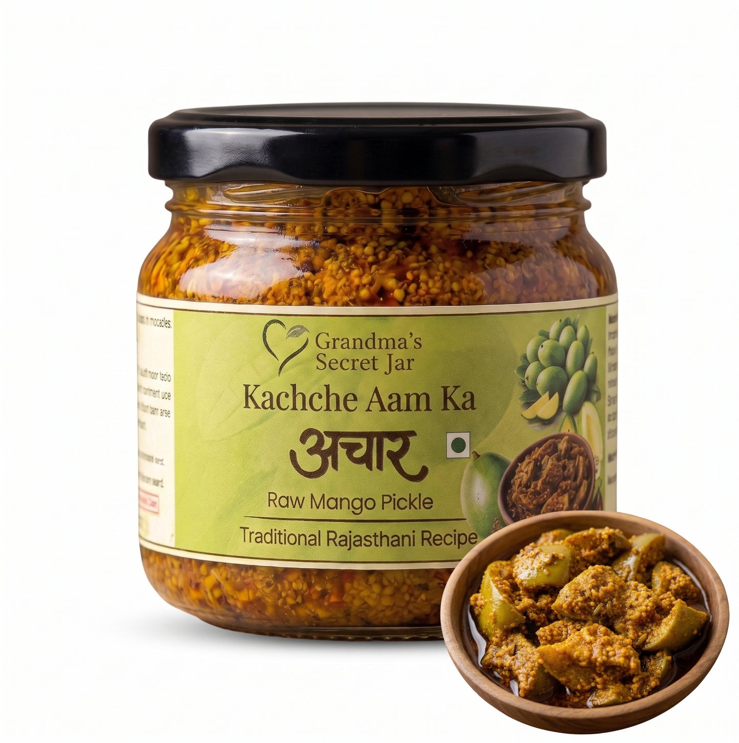 Grandma's Secret Jar Mango Pickle (325 g) | Kachche Aam ka Achaar | Small Batch | Mustard Oil | No Chemical Preservatives | Spicy and Tangy | Traditional Rajasthani Recipe