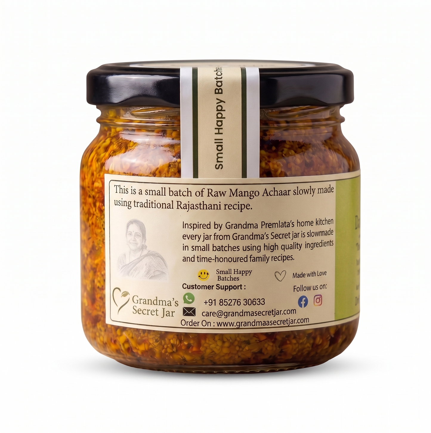 Grandma's Secret Jar Mango Pickle (325 g) | Kachche Aam ka Achaar | Small Batch | Mustard Oil | No Chemical Preservatives | Spicy and Tangy | Traditional Rajasthani Recipe