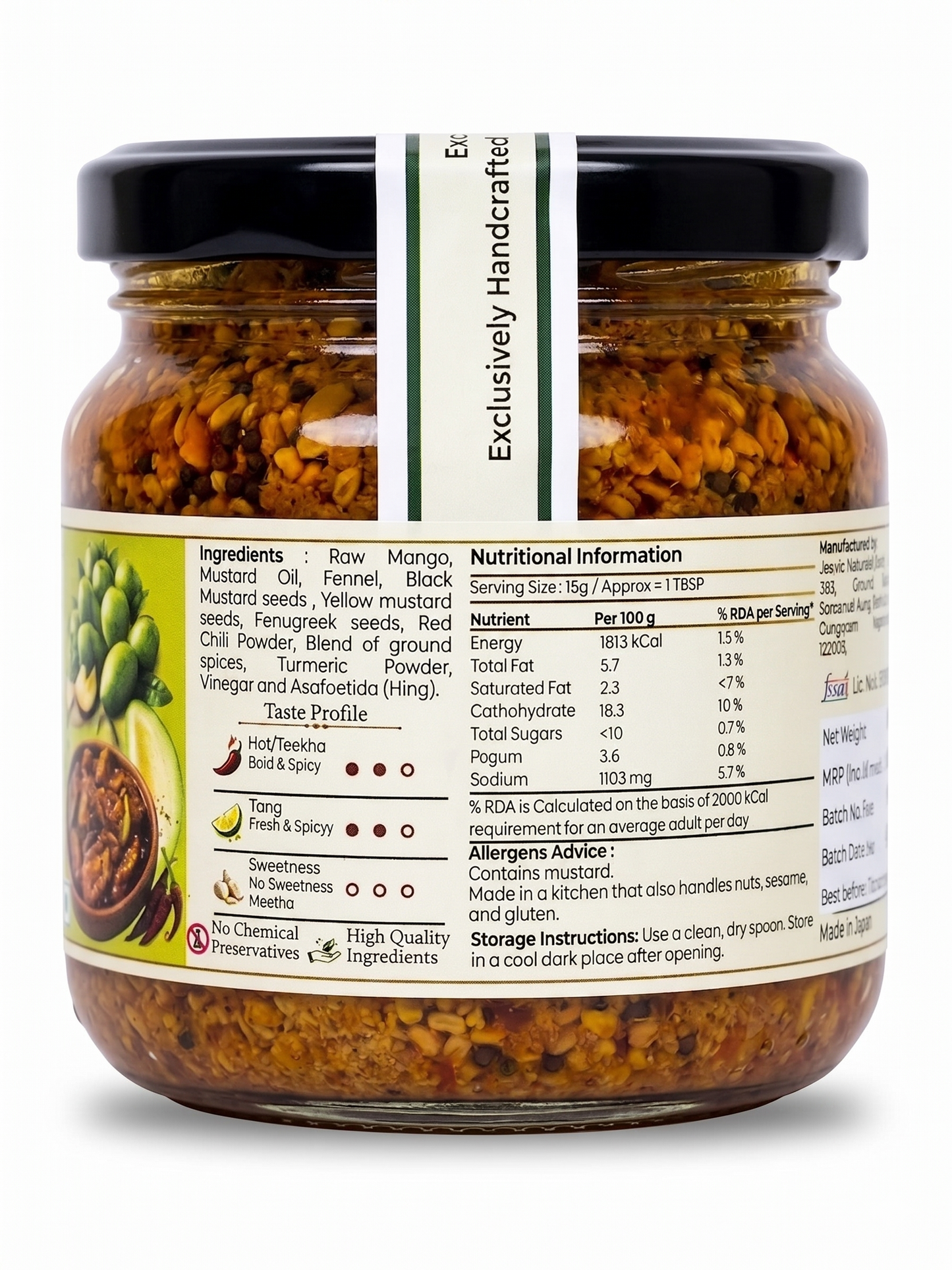 Grandma's Secret Jar Mango Pickle (325 g) | Kachche Aam ka Achaar | Small Batch | Mustard Oil | No Chemical Preservatives | Spicy and Tangy | Traditional Rajasthani Recipe
