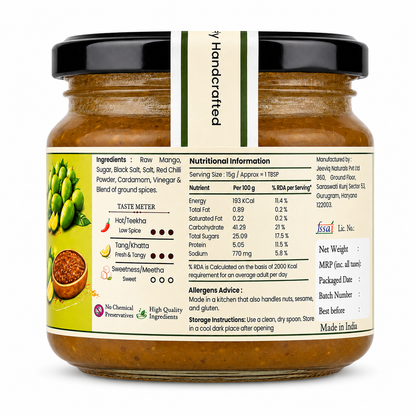 Grandma's Secret Jar Raw Mango Chutney (325 g)| Khatti Meethi Kachche Aam ki Chutney | Small Batch | Handmade | No Chemical Preservatives | Kids' Favorite